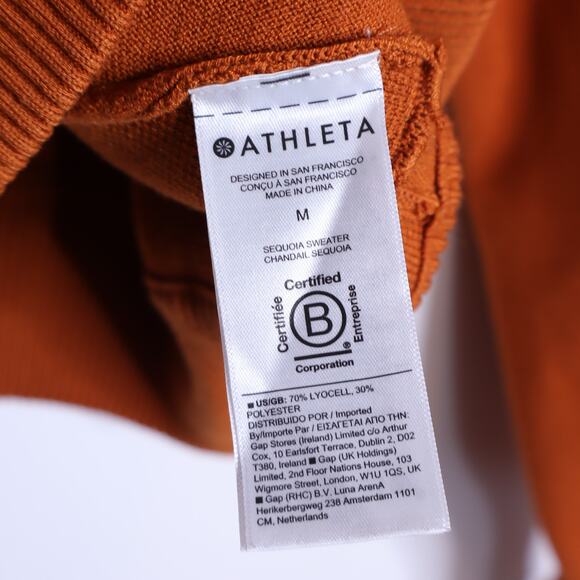Athleta Sequoia Burnt Orange Zip-Front Women's Sweater - Picture 9 of 11